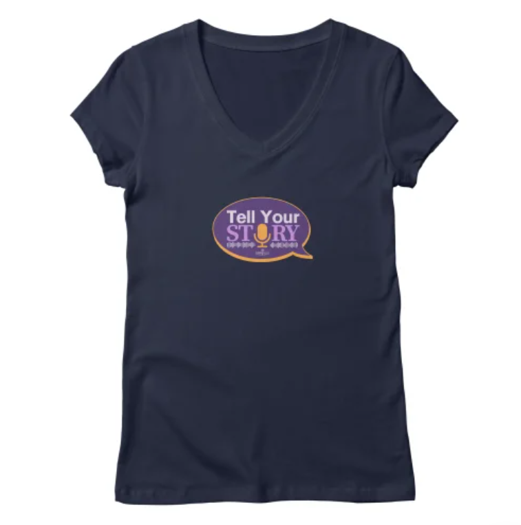 Black 'Tell Your Story' logo T-shirt